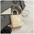 Sac seau mini blanc crème chic avec poignées cylindriques et bandoulière réglable - Blanc Sans Pendentif