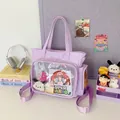 Light purple Ita-bag tote featuring a large clear PVC window and spacious nylon interior - Purple