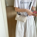 Minimalist beige woven crossbody bag with slim black leather strap for summer style - Beige (No Pendant)