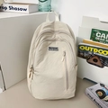 Minimalist beige casual backpack with multiple compartments for outdoor and daily use - Off White