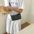 Chic dark grey snake textured small crossbody pillow bag for women with slim strap - Black (No Pendant)