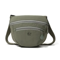 Detalle de bandolera de nailon verde militar con doble cremallera y correa ancha ajustable - Verde