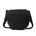Detalle de bolso bandolera de nailon negro con doble cremallera frontal - Negro