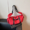 Large red oxford fabric pillow bag for sports with adjustable black shoulder strap - Burgundy