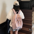 Mochila retro minimalista rosa claro gran capacidad con correas anchas ajustables - Morado