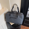 Dark gray large capacity travel duffel bag on suitcase, waterproof fabric with shoulder strap - Gray