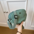Sage green nylon crossbody bag with three zip compartments and wide adjustable strap - Green