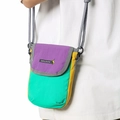Sac bandoulière minimaliste en nylon tricolore violet, vert menthe et jaune pour le quotidien - Violet et Vert