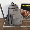 Zaino grigio minimalista di grande capacità con tasche funzionali e stile urbano - Grigio