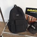 Zaino casual nero in nylon con tasche multiple per viaggi e uso scolastico - Nero