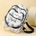 Chic white backpack with grey butterfly and star patterns and gold-toned zippers - Black