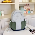 Sac à dos minimaliste en nylon avec un design colorblock gris et vert olive élégant - Gris Grand