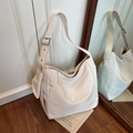 Minimalist cream white large tote bag with adjustable strap and matching small pouch - Off-white