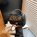 Classic black quilted crossbody bag with chain handle and adjustable strap for women - Black
