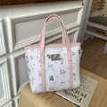 Rosa-weiße Beuteltasche mit süßem Cartoon-Tiermotiv und metallischem CHERUD-Logo - Rosa