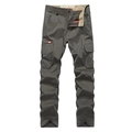 Dunkelgraue Cargo-Hose für Herren, lockere Passform mit vielen Taschen und robustem Stoff - EU 30 / Armeegrün