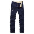Dunkelblaue Cargohose für Herren mit Multi-Taschen-Design und Mode-Stickerei-Detail - EU 38 / Schwarz Blau
