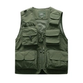 Gilet d'extérieur pour hommes avec poches multiples vert armée, séchage rapide et respirant - M / Vert Armée
