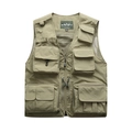 Gilet de plein air pour homme, coupe ample multi-poches kaki au design tactique - M / Khaki