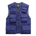 Quick-dry mesh fishing vest in navy blue with multiple utility pockets and V-neck design - 3XL / Sapphire Blue