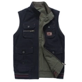 Gilet cargo d'extérieur pour hommes bleu marine avec poches multiples et col montant rayé - 4XL / Bleu foncé