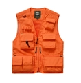 Quick-dry mesh fishing vest for men with multiple pockets in bright orange color - 3XL / Orange