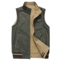 Gilet de pêche réversible homme vert olive avec poches et broderie style vintage - XL / Vert Armée