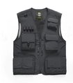 Dark grey outdoor multi-pocket fishing vest with tactical V-neck and mesh lining - 7XL / Gray