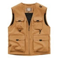 Gilet de pêche extérieur kaki pour homme avec poches multiples et tissu imperméable - M / Caramel