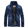 Klassiek los donkerblauw denim jack voor heren met borstzakken en ademende voering binnenin - 2XL / Lichtblauw