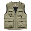 Gilet de pêche extérieur multi-poches pour hommes, séchage rapide en vert olive - M / Khaki