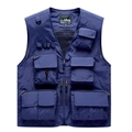 Men's lightweight dark blue tactical vest with multi-pocket design and mesh lining - 3XL / Royal Blue