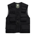 Men's outdoor multi-pocket fishing vest in black with breathable mesh lining - 7XL / Black