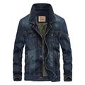 Klassiek donkerblauw denim herenjack met vintage wassing en ademende mesh-voering - XL / Donkerblauw