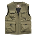 Gilet tactique vert armée multi-poches avec maille respirante et col en V pratique - M / Vert Armée