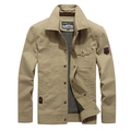 Giacca casual kaki da uomo con colletto rovesciato e tasche per la primavera - M / Cachi