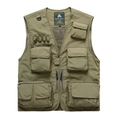 Men's outdoor utility fishing vest in army green with multiple functional pockets - M / Khaki