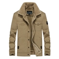 Giacca da lavoro uomo kaki foderata in sherpa con collo in pile e ricamo sul petto - 3XL / Cachi