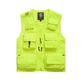 Fluorescent green outdoor fishing vest with multiple pockets and breathable mesh lining - 7XL / Neon Yellow