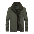 Giacca invernale da uomo verde oliva con collo in pile caldo e ricamo outdoor - 5XL / Verde Militare