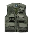 Army green multi-pocket outdoor vest in lightweight fabric with a breathable mesh lining - Army Green