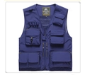 Dark blue multi-pocket outdoor fishing vest for men with utility tactical zippers - M / Royal Blue