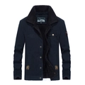 Giacca uomo blu scuro foderata in pile con colletto in sherpa e design stile outdoor - 4XL / Blu scuro