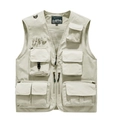 Men's casual cream outdoor utility vest with multi-pockets and breathable mesh lining - Off-white