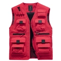 Gilet de pêche rouge à séchage rapide pour homme avec poches multiples et maille - S / Rouge