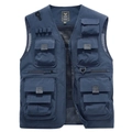 Gilet de pêche bleu marine à séchage rapide avec poches multiples pour photographie - S / Bleu foncé