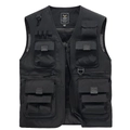 Gilet tactique homme en maille à séchage rapide avec multi-poches pour pêche et plein air - S / Noir