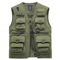 Gilet de pêche extérieur vert armée multi-poches avec tissu en maille séchage rapide - S / Vert Militaire