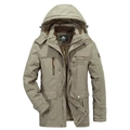 Parka da uomo kaki con fodera in pile caldo e tasche multiuso funzionali - XL / Cachi