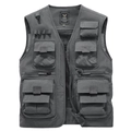 Gilet de pêche séchage rapide gris foncé pour homme avec design multi-poches pratique - S / Gris